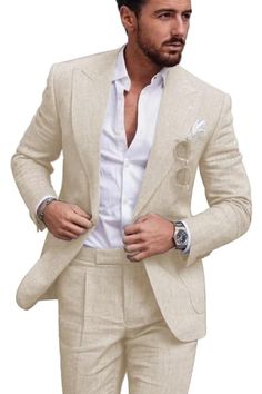 Product details Fabric type 50% Linen, 30% Cotton, 20% Viscose;Linen Suit for Men Package includes:Jacket+Pants, 2-Piece Suit. Care instructions Dry Clean Only Origin Imported SIZE CHART 【How to choose Size】XXS≈US 34,XS≈US 36,S≈38, M≈US 40,L≈US 42,XL≈US 44,XXL≈46,3XL≈US 48,4XL≈US 50,5XL≈US 52,6XL≈US 54. Our items are true to size, please refer to size chart under description. About this item 【Suit Feature】Our linen suits for men is made of superior linen. Skin-friendly, soft, breathable, lightwe Linen Suit For Men, Mens Linen Suit, Linen Suits For Men, Beach Wedding Suits, Prom Tuxedo, Seersucker Suit, Summer Beach Wedding, Linen Men, 2 Piece Suit