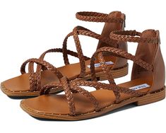 Steve Madden Tessi Flat Sandal | 6pm Casual Strappy Lace-up Sandals In Synthetic Material, Trendy Brown Strappy Lace-up Sandals, Trendy Spring Lace-up Sandals With Straps, Brown Strappy Lace-up Sandals, Casual Strappy Sandals For Vacation, Casual Vacation Sandals With Straps, Strap Sandals For Spring Vacation, Trendy Brown Lace-up Sandals For Spring, Trendy Spring Lace-up Sandals