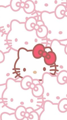 an image of hello kitty wallpaper with many different colors and sizes, including pink