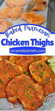 baked parmesan chicken thighs on a plate