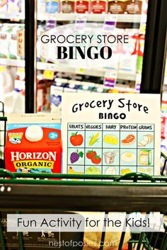 grocery store bins filled with groceries for kids