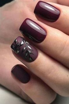 Healthy Nails Powder Designs, Mulberry Nails Design, Wine Coloured Nails, Eggplant Nails Designs, Fall Nail Designs Autumn Burgundy, Plum Fall Nails, Black And Burgundy Nails, Black Autumn Nails, Wine Nails Designs