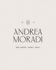 the logo for an art gallery, called andraea morradi's mind / soul