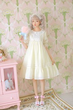 Arcadian Deer -Summer Milkshake- Sweet Lolita OP Dress Japanese Costume, College Ideas, Fatal Attraction, Op Dress, Fashion Sketchbook, Victorian Clothing, Style Japonais, Modest Clothing