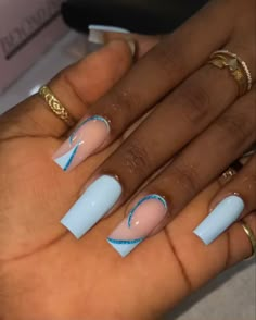 Baby Blue Acrylic Nails, Acrylic Nails Square, Acrylic Nails Short, Acrylic Toe Nails, Blue Acrylic Nails, Acrylic Nails Designs, Work Nails