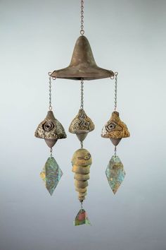 hanging bell sculpture Ceramic Bells, Weird Plants, Ceramic Bell, Hanging Bell, Handcrafted Ceramics, Wind Chime, Ceramic Sculpture, Ceramic Pottery, Wood Print