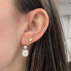 A beautiful pair of diamond earrings set in a platinum mounting. The bottom diamonds are cushion-cut and have a total weight of 6.08 carats. The top diamonds are old European cut and weigh 0.99 carats total. All diamonds are bezel set, J-K color, and VS2-SI1 clarity overall. The backs are Euro-backs with 18k yellow gold levers.
The measurements of the cushion-cut diamonds including the bezel are approximately 9.95mm x 9.59mm. The length of both diamonds from top to bottom is approximately 15.50m Luxury Silver Cushion Cut Diamond Earrings, Silver Cushion Cut Diamond Earrings With Prong Setting, Silver Diamond Earrings With Cushion Brilliant Cut, Silver Cushion Cut Brilliant Diamond Earrings, Silver Diamond Earrings With Brilliant Cushion Cut, Cushion Cut Diamond White Diamond Earrings, Cushion Cut White Gold Diamond Earrings, White Gold Sterling Silver Cushion Cut Diamond Earrings, White Gold Cushion Cut Diamond Earrings In Sterling Silver