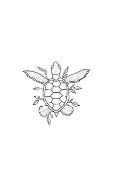 a black and white drawing of a turtle with wings