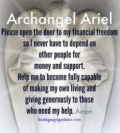 an angel with the words,'i never have to spend on other people for money and support help me to become fully capable of making my own living and giving