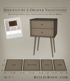 the measurements for a nightstand and night stand