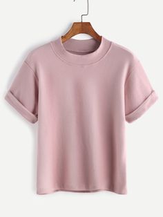 Pink Tee, Mock Neckline, Pink Top, Casual T Shirt, Outfits Casuales, Pink Tops, Comfy Outfits, Casual T Shirts, Shirt Online