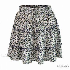 Lasaky - Floral Print High-waisted Ruffle Hem Midi Skirt, Perfect for Beach Getaways Short Pollera, Frill Skirt, Chiffon Floral, Dress Cake, Beach Skirt, Half Skirt, Boho Skirts, Floral Print Skirt, Sweet Style