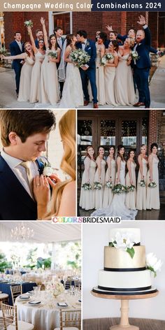 the wedding party is posing for pictures with their bride and groom