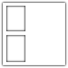 an empty white square with three smaller squares in the bottom left corner and one third right