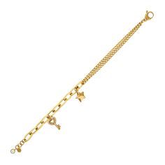 "14k Gold Bracelet | Double Curb Chain and Paperclip Thick Link w/ Lobster Claw Lock Bracelet with Puffed Heart Pendant | Gift for Her * Material: 14k Yellow Gold, 14k Rose Gold, 14k White Gold, * Weight: 6,20gram (1 Charm, 7,5\" +/-%10 due to size) Contact me if you are unsure about length. Extension links are standard for minor adjustments. ∙ P R O D U C T I O N ∙ * All of my products are handmade and crafted with care and love:) * All of my products are SOLID GOLD, no gold fill, no gold coati Classic Gold Charm Bracelet With Heart, Gold Chain Charm Bracelet For Valentine's Day, Valentine's Day Gold Chain Charm Bracelet, Valentine's Day Yellow Gold Charm Bracelet, Gold Metal Heart Bracelet For Wedding, Elegant Wedding Heart Bracelet With Charms, Gold Charm Bracelet With Adjustable Chain For Anniversary, Gold Charm Bracelet With Heart Charm For Wedding, Yellow Gold Heart Bracelet With Charms For Anniversary