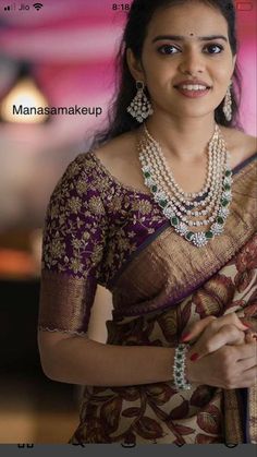 Bridal Pattu Blouse Designs, Jewellery Maggam Work Designs, Purple Blouse Work Designs Pattu, Bridal Maggam Blouse Designs Latest, Purple Bridal Blouse Designs, Purple Blouse Maggam Work, Blouse Work Designs Pattu Bridal, Pattu Work Blouse Designs, Muggum Work Blouse Designs Latest