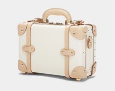 The Sweetheart Vanity | Vintage-Inspired Vanity Case & Trunk Luggage – Steamline Luggage Luxury White Rectangular Case Bag, Elegant White Bags With Luggage Sleeve, Classic White Rectangular Case Bag, White Classic Rectangular Case Bag, Luxury White Bags With Luggage Sleeve, White Rectangular Case For Everyday Use, Classic White Bag With Luggage Sleeve, Chic White Bags With Leather Trim, White Formal Bag With Leather Trim