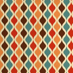 an orange, blue and brown striped fabric with wavy lines on the outside of it