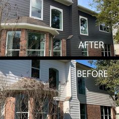 before and after photos of a house's exterior