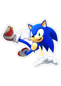 the sonic sticker is flying through the air