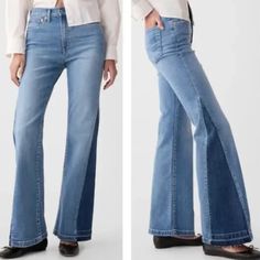 Nwot. Gap High Rise Patched 70's Flare Jeans, Size 6t ( 6 Tall) A Throwback From Our Very Start. We Brought Back The ’70s Vibe But Added A Right-Now Feel. Wear Them Over Boots, Flats, Whatever. The Flare Jean Is Back This Time, Forever. Fit: Snug & Flattering Through The Hip & Thigh With A Flared Leg. Fabric: 93% Cotton, 5% Polyester, 1% Spandex. Stretch: Stretch Jeans. A Bit Of Hug & A Lot Of Hold. Comfortable & Designed To Flatter. Rise: High Rise Jeans. Look: A Classic Five-Pocket Jean In A M Jeans Look, Gap Jeans, Retro Color, Pocket Jeans, High Rise Jeans, Stretch Jeans, Flare Jeans, Bell Bottom Jeans, Jeans Size