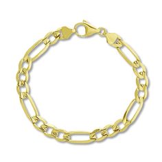 Crafted of 14K yellow gold, this solid Figaro link bracelet is a stylish must-have. The 8-inch bracelet is approximately 4.75mm wide and fastens with a lobster clasp. Bracelet For Her, Jewelry Education, Jewelry Advice, Jared The Galleria Of Jewelry, Gemstone Bracelets, Cultured Pearls, Bracelet Designs, Metal Jewelry, Link Bracelets