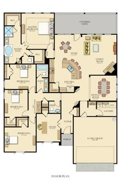 the floor plan for a two story home with three bedroom and an attached living area