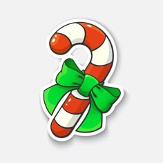 christmas candy sticker with green bow on white background - free image 38987