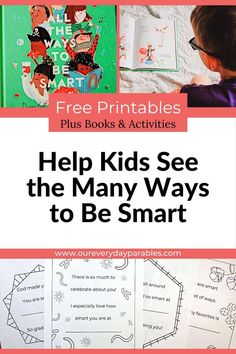 a child reading books with the title help kids see the many ways to be smart