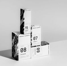 three boxes stacked on top of each other with numbers printed on the front and back