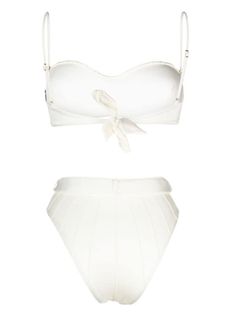 Noire Swimwear high-waist Belted Bikini Set - Farfetch White Two Piece Set, Pink Wardrobe, White Two Piece, Fringed Belt, Lipstick Bag, Chain Strap Bag, Oversized Tote Bag, Floral Shoes, Swimsuits High Waisted