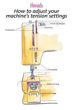 a sewing machine with the words how to adjust your machine's tension settings