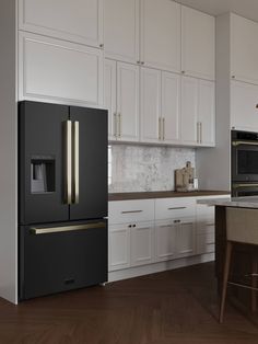 Luxury isn’t meant to be desired — it’s meant to be attainable. The ZLINE Autograph Edition 36 in. 28.9 cu. ft. Standard-Depth French Door External Water Dispenser Refrigerator with Dual Ice Maker in Black Stainless Steel and Champagne Bronze Modern Handles (RSMZ-W36-BS-FCB) features a state-of-the-art cooling system, a professional built-in water and ice dispenser, and an expansive interior designed to store more items than ever before. With an elevated level of luxurious design, ZLINE Autograph Edition Standard-Depth Refrigerators are masterfully crafted to preserve more space for what matters. ZLINE KITCHEN & BATH 28.9-cu ft French Door Refrigerator with Ice Maker, Water and Ice Dispenser ENERGY STAR Stainless Steel | RSMZ-W36-BS-FCB Stainless Steel Appliances Kitchen, French Refrigerator, Stainless Fridge, Cafe Appliances, Zline Autograph Edition, Zline Kitchen, Pantry Drawers, Lifestyle Board, Stainless Steel Refrigerator