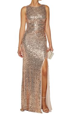 MACloth High Neck Sequin Rose Gold Formal Dress Simple Prom Gown with Simple Prom Gown, Rose Gold Formal Dress, Rose Gold Sequin Bridesmaid Dress, Long Gold Bridesmaid Dresses, Gold Sequin Bridesmaid Dress, Matric Dress, Gold Formal Dress, Bridesmaid Dresses 2018, Rose Gold Dress