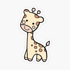 a cartoon giraffe with brown spots on it's face and neck sticker