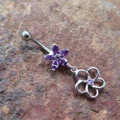 Hawaiian 925K Sterling Silver Jewelry Purple Plumeria Flower Outline CZ Gem Pendant Belly Navel Ring Purchase includes gift box Purple Plumeria, Gem Pendant, Jewelry Purple, Flower Outline, Navel Ring, Button Rings, Navel Rings, Belly Rings, Beach Babe