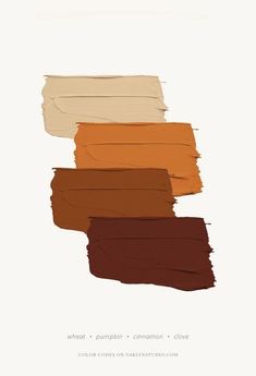 four different shades of brown, orange, and tan on a white background with the words when pumpkin is common clove