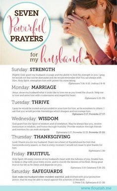 the seven powerful prayers for my husband is shown in this poster, which features an image of a woman holding her hands to her face