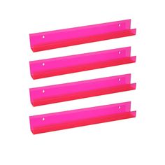 three pink shelf dividers on white background