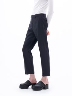 Emma Cropped Cool Wool Trousers Fall Business Casual Cropped Leg Dress Pants, Fall Cropped Leg Business Casual Dress Pants, Cropped Leg Dress Pants For Business Casual In Fall, Fall Cropped Leg Dress Pants For Business Casual, Classic Cropped Dress Pants For Workwear, Classic Cropped Leg Dress Pants For Work, Tapered Cropped Work Pants, Classic Cropped Leg Dress Pants For Office, Classic Cropped Leg Office Bottoms