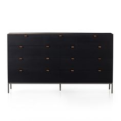 Trey 9 Drawer Dresser Black Wash Poplar - Grove Collective Dresser Design, Midcentury Design, Element Of Surprise, Storing Clothes, 9 Drawer Dresser, White Dresser, Amber Interiors, Rustic Lodge, Double Dresser