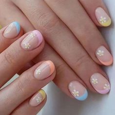 PRICES MAY VARY. 【Service Guarantee】If you have any questions about this clear colorful fake nails with flowers design, please feel free to contact us by Email. In case of transportation damage or quality problems, REPLACEMENT guarantee is provided. 【Eco-Friendly】Our square press on nails are made of environmentally friendly ABS resin material, which is non-toxic, tasteless and environmentally friendly. 【Package Contents】24 PCS Press on Nails & A Nail File & Jelly Glue Stickers.(Durability of je Square French, Short Fake Nails, Press On Nails Short, Flower Nail Designs, Nails For Women, Short Nail Designs, Stick On Nails, Square Acrylic Nails, Nails Short