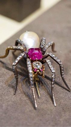 Pearl Spider, Ruby And Pearl, Spider Brooch, Spider Jewelry, Antique Turquoise, Light Jewelry, Insect Jewelry, Fabulous Jewelry