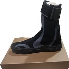 Burberry Men's Knitted Stretch Nylon Sub High-Top Sneakers Eu 46 Black New In Box With Tags Size Eu 46, Us 12 Luxury Black High-top Hiking Boots, Luxury High-top Combat Boots With Vibram Sole, Luxury Black Fade-resistant High-top Sneakers, Timberland Black High-top Waterproof Boots, Timberland Black Gore-tex Hiking Boots, Hightop Sneakers, Burberry Shoes, Burberry Men, Men's Knit