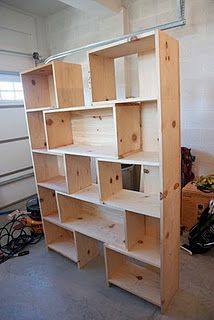 the shelves are made out of plywood boards