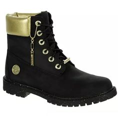 @Timberlad@Women’s Timberland Heritage 6in Waterproof Boot Black Nubuck/Gold. Size: 7 Timberland 6in Heritage Women's Boot The Original Work Boot Gets Spruced Up In The 6in Heritage Women's Boot From Timberland. Featuring A Waterproof Nubuck Upper With A Padded Leather Collar For Comfort, This Lace-Up Boot Also Has A Steel Shank For Arch Support And 200g Primaloft Insulation. The Anti-Fatigue Footbed Is Removable And The Speckled Lug Outsole Still Has The Amazing Traction You Love. Leather Upper Timberland Shoes Women, Timberland Ankle Boots, Peep Toe Ankle Boots, Timberland Boots Women, Brown Suede Ankle Boots, Open Toe Boots, Short Ankle Boots, Leather Hiking Boots, Timberlands Shoes