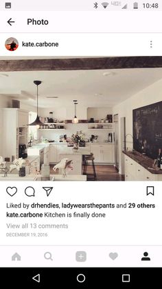 an instagram page with a kitchen and dining room in the backround area