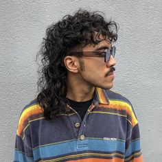 Mullet Hairstyle Mens Curly Long, Permed Mullet, Mullet Ideas, Top Haircuts For Men, Mullet Fade, Men Haircut Curly Hair, Mullet Haircut, Curly Mullet, Wolf Cut