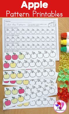 apple pattern printables for kids to practice their handwriting and number recognition with apples