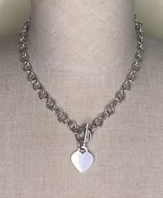 ad eBay - Find many great new & used options and get the best deals for Beautiful Designer Sterling Silver Heart Tag Toggle Chain Necklace Heavy at the best online prices at eBay! Free shipping for many products! Silver Necklace Thick, Silver Heart Chain Necklace, Heart Toggle Necklace, Chunky Silver Necklace, Tin Man, Toggle Necklace, Heart Tag, Heart Chain, Silver Heart Necklace